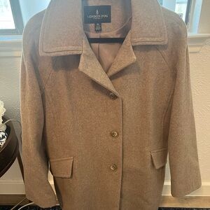 London Fog Tan Pea Coat Timeless Wool Blend